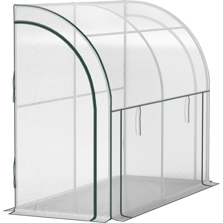 JTI GmbH Anlehn-Gewächshaus mit Rolltür, winterfest, UV-beständige Folienabdeckung, 200x80x157cm, weiß, für Balkon und Garten