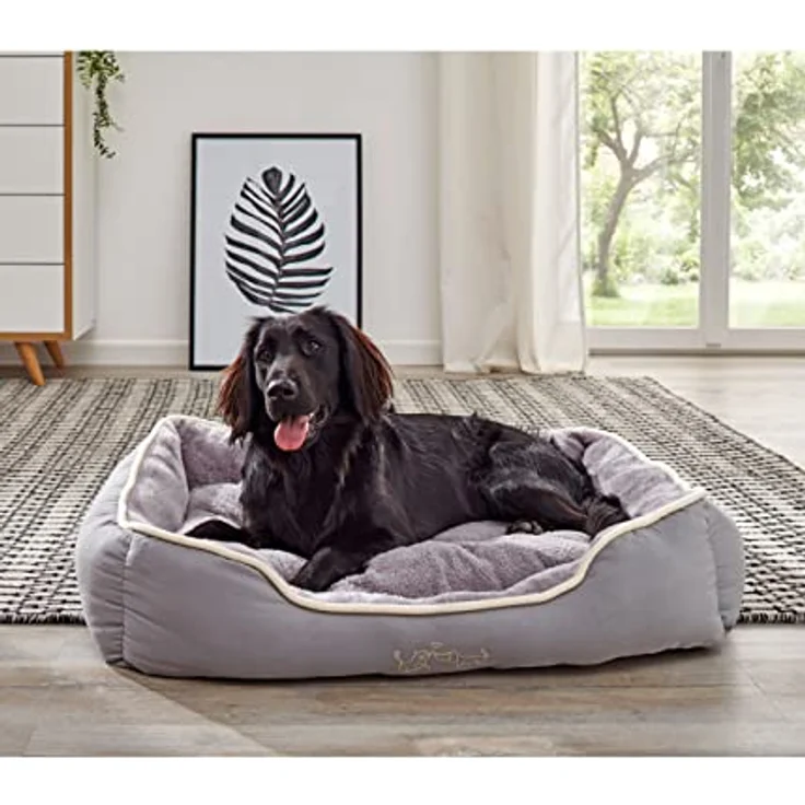 Dehner Lieblinge Hundebett und Katzenbett Sammy, ca. 47 x 37 x 17 cm, Polyester, grau – Bild 3