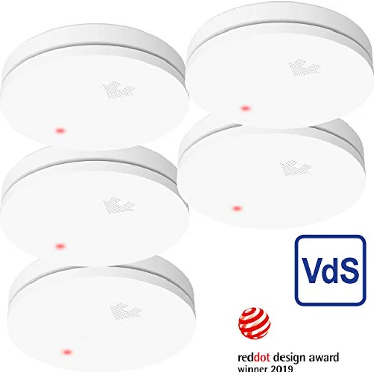 VisorTech Rauchmelder VDs: 5er-Set fotoelektrische Slim-Rauchwarnmelder, 10-Jahres-Batterie, VDs (Rauchmelder Langzeitbatterie) – Bild 2