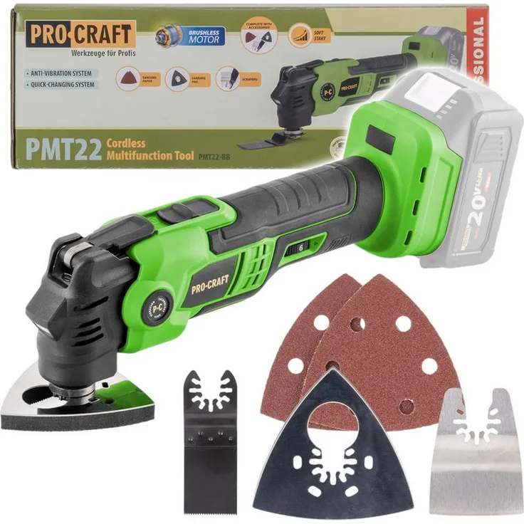 PRO CRAFT PMT22bb Akku-Multifunktionswerkzeug 20 V Brushless, 1,05 kg, ohne Akku und Ladegerät