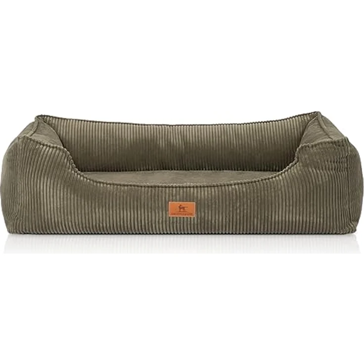 Knuffelwuff orthopädisches Hundebett aus Cord mit Handwebcharakter Nunavut XXL 120 x 85cm Khaki - abnehmbarer Bezug - waschbar - für große, mittelgroße und kleine Hunde - Formstabil und gelenkschonend – Bild 2