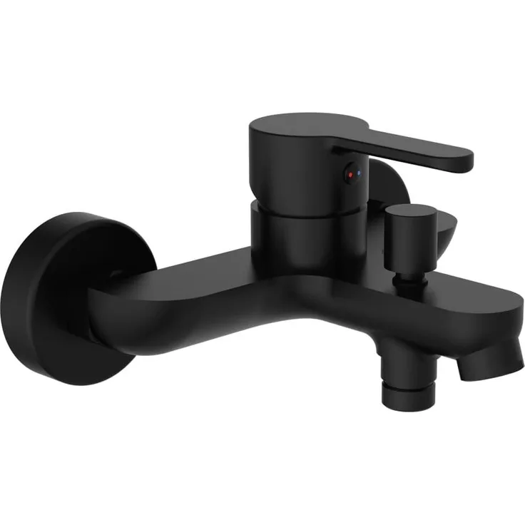 Schütte Badarmatur Noah, matt-schwarz, mit geräuscharmer Keramik-Kartusche und Eco-Click-Funktion