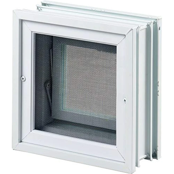 Fuchs Design Lüftungsfenster (189x189x80 mm) Weiß anstatt 1 Glasbaustein im Format 19x19x8 cm – mit Fliegengitter – Bild 3