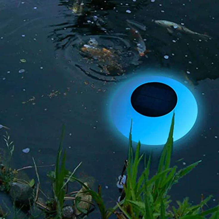 @tec LED Solar Schwimmleuchte ⌀25cm, wasserdichte Teich- / Pool-Beleuchtung mit Fernbedienung, Farbwechsel und Dämmerungssensor – Bild 5