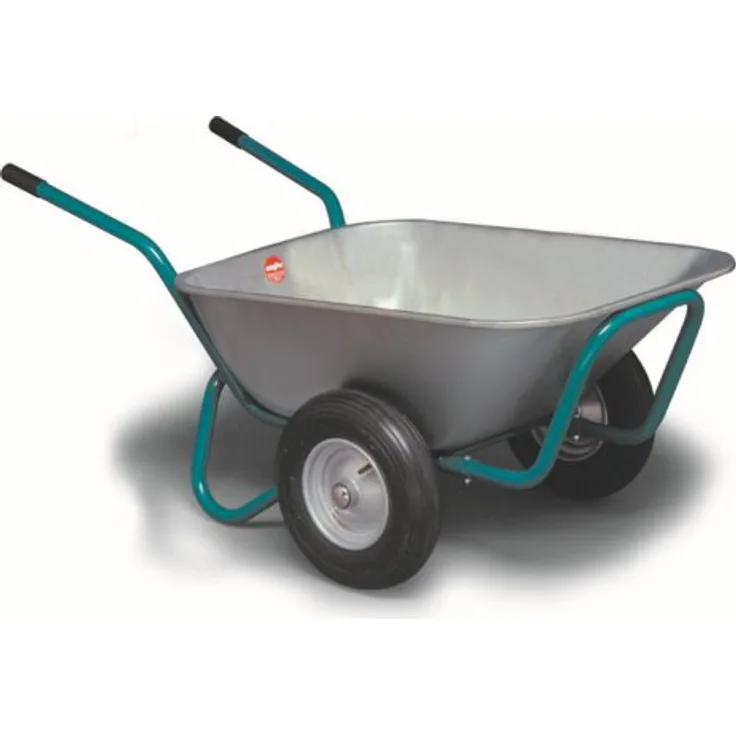 Mefro Kuli aus Metall, Schubkarre mit 400 kg max. Belastbarkeit und 140 l Fassungsvermögen, silber, 148x80x68 cm