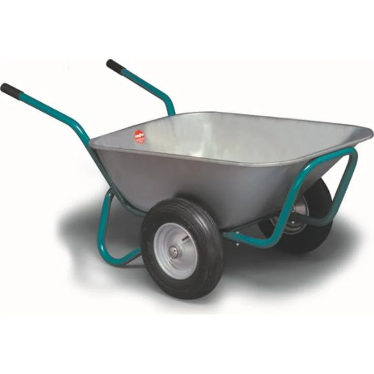 Mefro Kuli aus Metall, Schubkarre mit 400 kg max. Belastbarkeit und 140 l Fassungsvermögen, silber, 148x80x68 cm – Bild 1