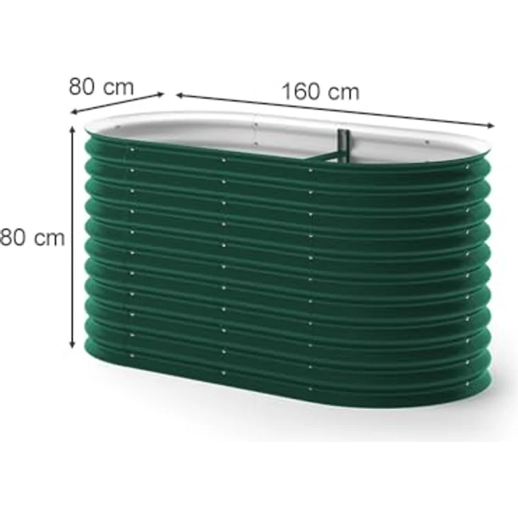 ok-Living Hochbeet Kräuterbeet oval 160x80x82cm, grünes Gemüsebeet aus verzinktem Stahl für Garten und Frühbeet Aufzucht – Bild 4