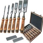 Hawerk Stemmeisen Stechbeitel Set für Holz | 6 Beitel + 2 Abziehsteine + Koffer von Hawerk - Stecheisen Satz für Anfänger und Profis - Holzmeiselset für Holzarbeiten