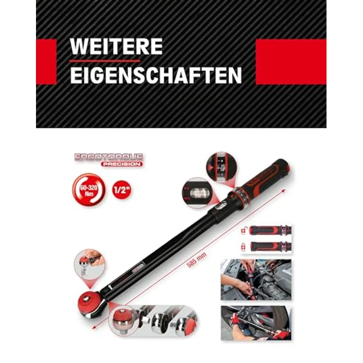 KS Tools 516.1472 1-2'' ERGOTORQUEprecision Ratschen-Drehmomentschlüssel Drehknopf, 60-320Nm – Bild 4