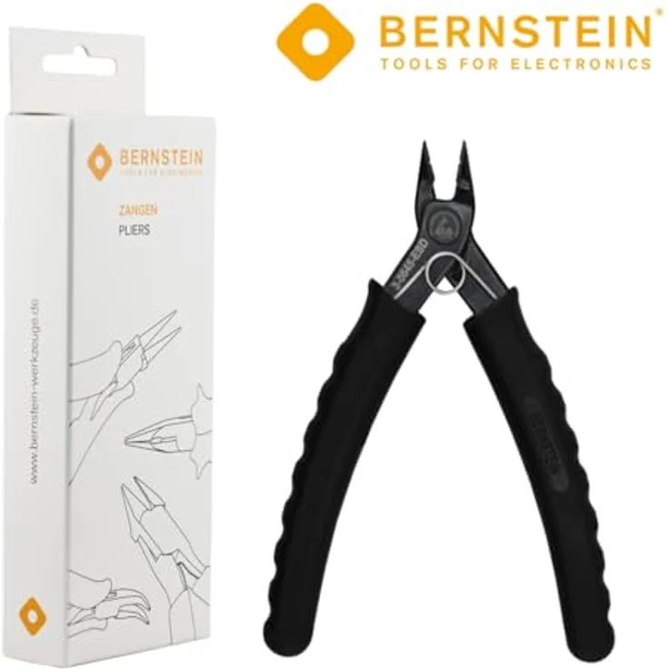 Bernstein ESD Abisolier Mini-Seitenschneider | 135 mm | Ohne Wate Für Kupferdrähte bis Ø 0,8 mm | Oberfläche brüniert | Mit Öffnungsfeder | ESD Griff schwarz 10^6 bis 10^9 Ohm – Bild 6
