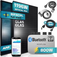 Bild für SUNNIVA® Balkonkraftwerk FULL BLACK BIFACIAL 1196W/800W Solaranlage mit 800W ECOFLOW Micro Wechselrichter Wifi Bluetooth