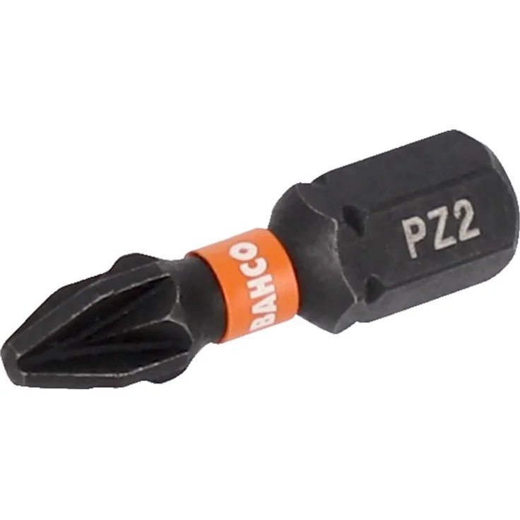 Bahco 1/4 Torsion Bits für Pozidriv Schrauben PZ2, 25 mm, 25 Stück Blisterpackung, hochleistungslegierter Stahl