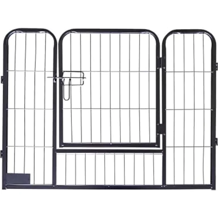 HOME DELUXE Welpenauslauf BARKI 80 x 60 cm, 12-teilig, Schwarz, feuerverzinkter Stahl, inkl. Türverriegelung, abgerundete Ecken, wasserabweisend – Bild 7