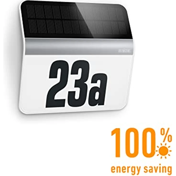 Steinel Hausnummer Steinel LED Solarleuchte XSolar LH-N silber mit Dämmerungssensor, 365 Tage Licht, IP44, inkl. Hausnummernbogen – Bild 2
