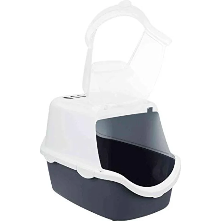 Trixie T40341 40341 Katzentoilette Vico Open Top, mit Haube, 40 × 40 × 56 cm, blaugrau/weiß – Bild 2