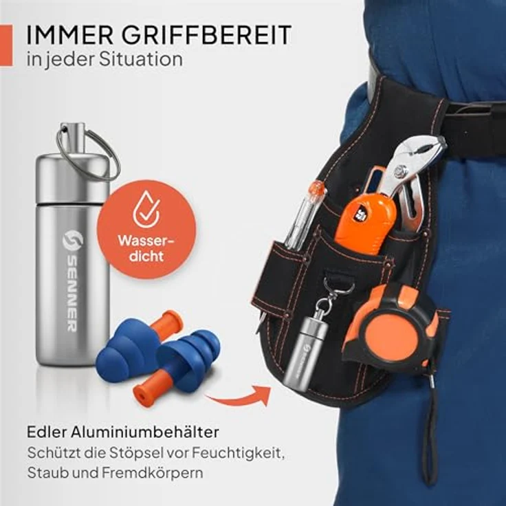 Senner Gehörschutzstöpsel WorkPro Strong, Premium Ohrstöpsel mit SNR 34 dB, 3 extra Paaren und Nylonschnur für Arbeitsplatzsicherheit – Bild 6