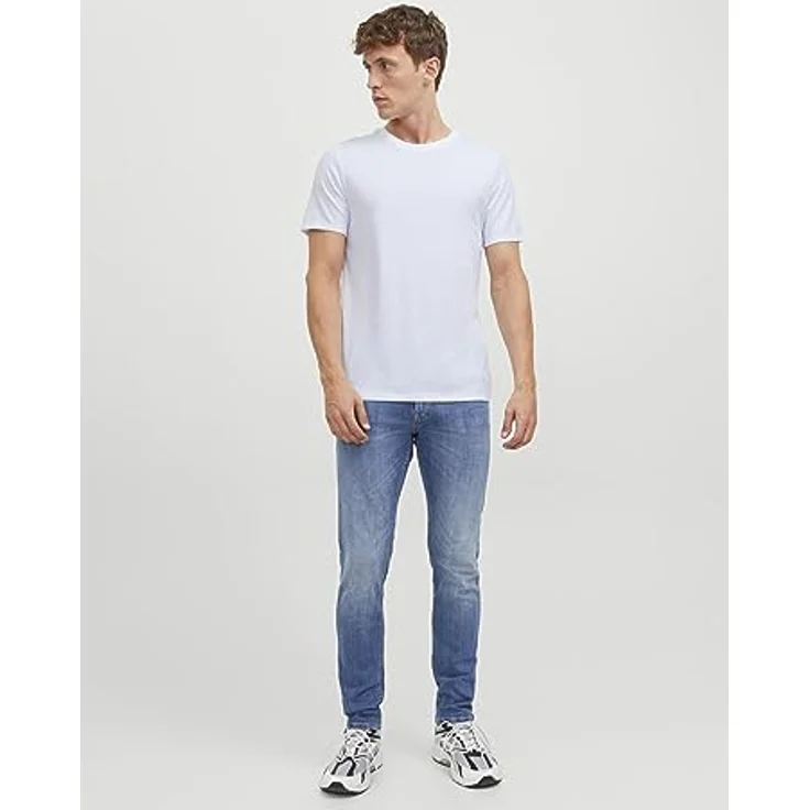 Jack & Jones Herren Basic Shirt, bequem geschnitten, 2er Pack, Weiß, Größe M – Bild 5