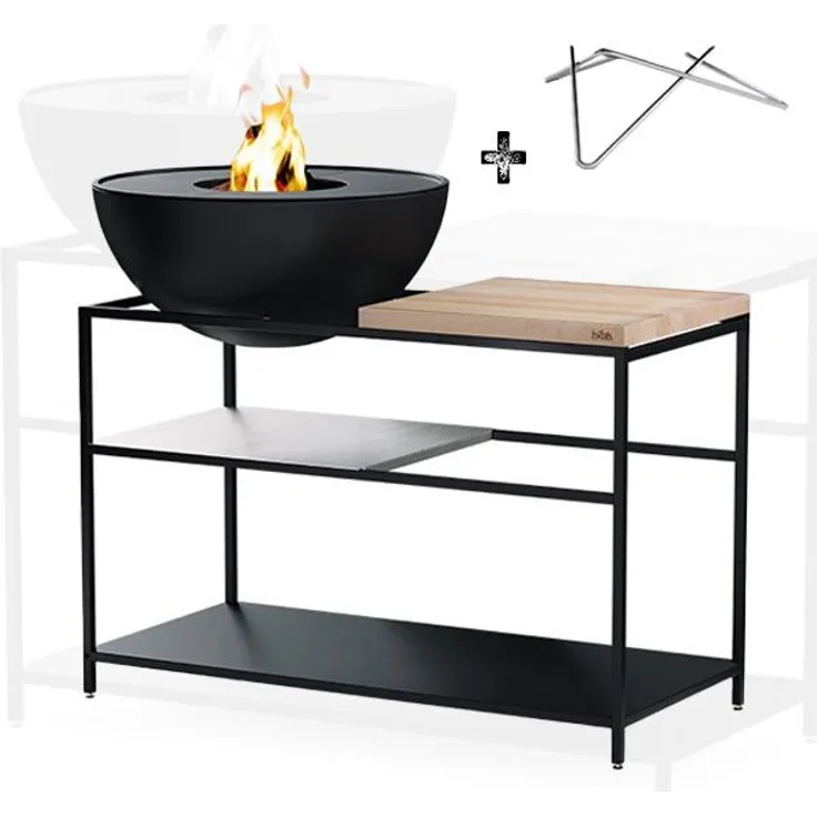 Höfats FIRE KITCHEN mit Bowl 70 Plancha-Grillset, mobile Outdoor-Küche mit stabilem Rahmen und 4 verstellbaren Füßen