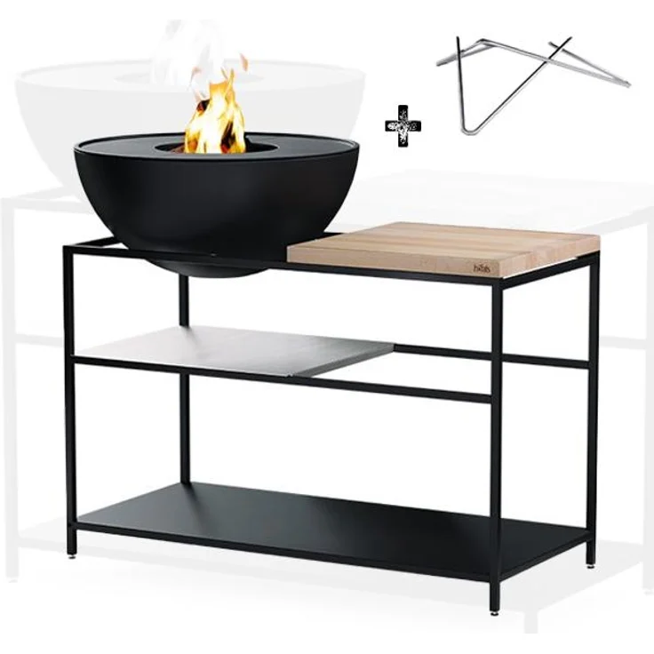 Höfats FIRE KITCHEN mit Bowl 70 Plancha-Grillset, mobile Outdoor-Küche mit stabilem Rahmen und 4 verstellbaren Füßen