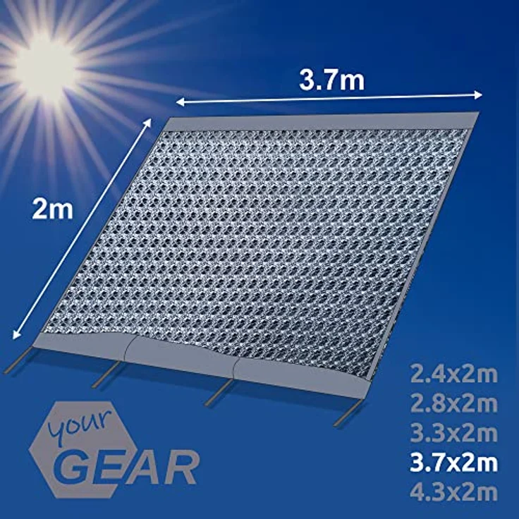 yourGEAR Sun + Rain Blocker 3,7 x 2 m - Vorderwand für Markise schützt vor Sonne, Wind und Regen – Bild 2