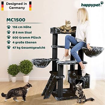 YITAHOME Gothic Kratzbaum XL 160cm - Mit Sargbett & Spinnennetz - Für Große Katzen - Schwarz