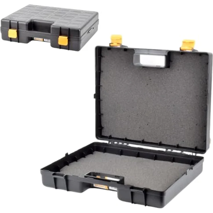 GarPet Werkzeugkoffer Maschinenkoffer leer universal für Elektrowerkzeuge Schaumstoffeinlage, doppelte Schaumeinlage, hochwertiges Polypropylen, stoßfest, 37 x 31,5 x 10 cm, schwarz – Bild 2