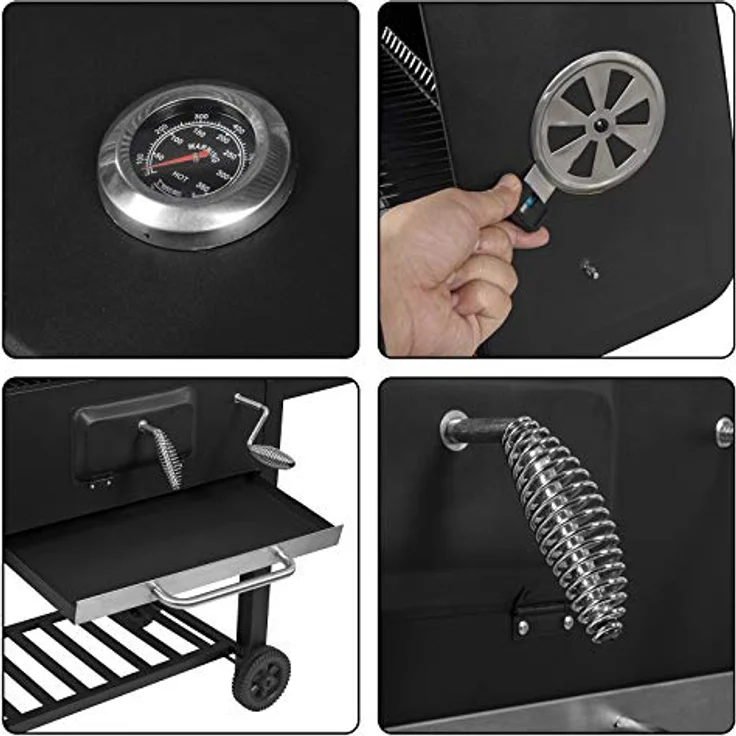 Holzkohlegrill mit Deckel, Barbecue Holzkohlegrill für Partys, Schwarz, Grillfläche 28 x 41,7 cm – Bild 4