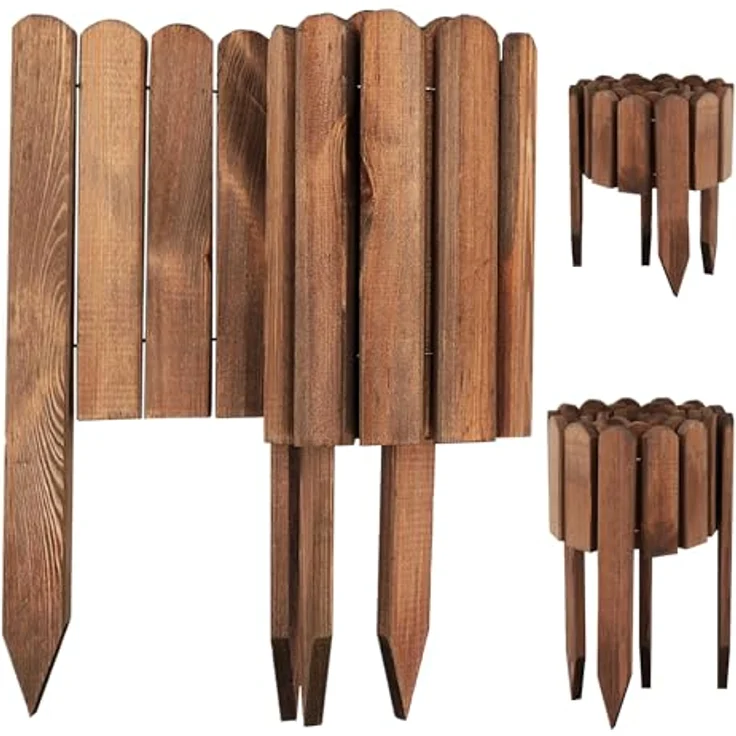 Aquagart Holz Rollzaun Dunkelbraun 40x200 cm, Flexible Beeteinfassung aus imprägniertem Holz für individuelle Gartenlösungen – Bild 3