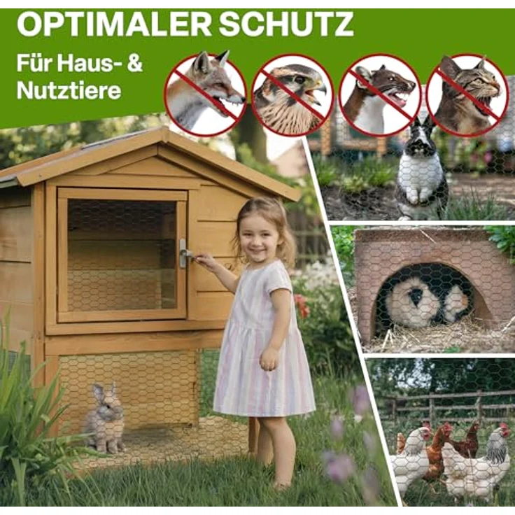 TTL GARDEN Hasendraht 25mx1m, PVC-beschichtet, 25x45mm Masche, grün, inkl. 100 verzinkte Krampen und Arbeitshandschuhe – Bild 5