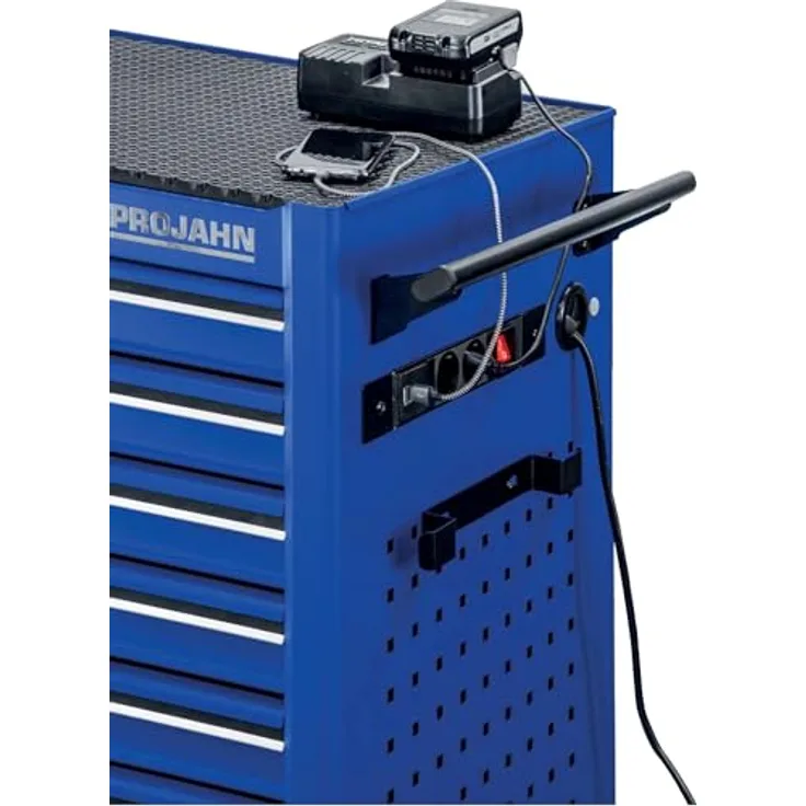 PROJAHN Werkstattwagen UNIVERSE mit E-Power Elektroverteiler mit 7 Schubfaechern Blau