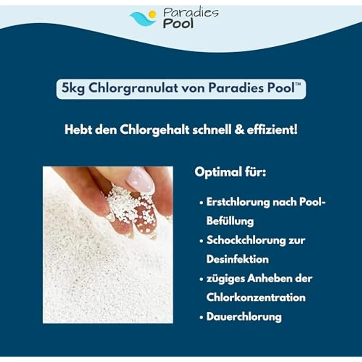 Paradies Pool Chlor Schnell Granulat für Pool 5 kg organisch (W6) – Bild 5