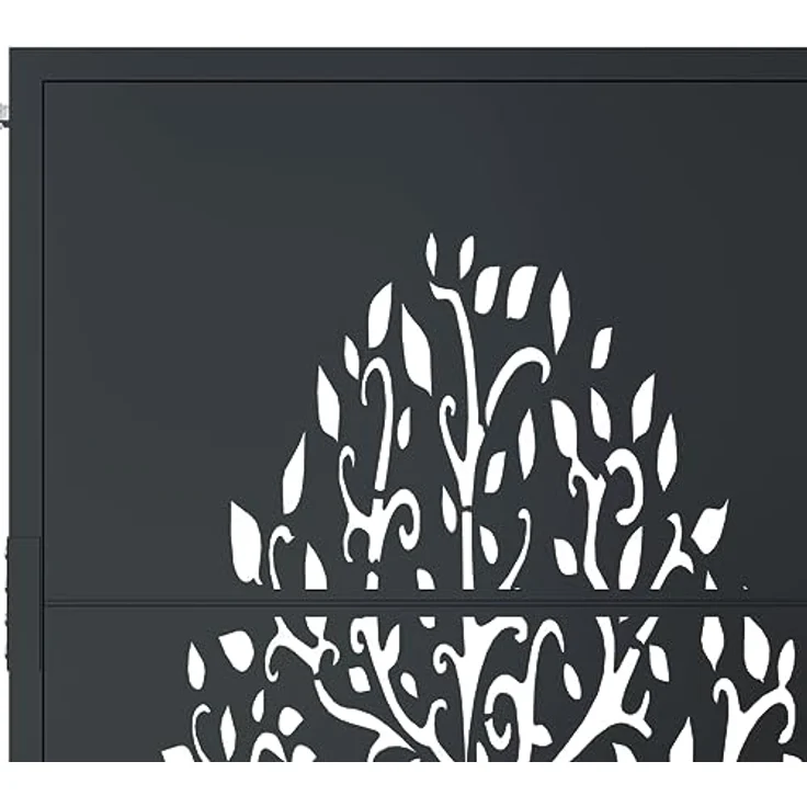 vidaXL Gartentor Anthrazit 105x130 cm Stahl Baum-Design Abschließbar Schlüsse - Preisvergleich – Bild 5