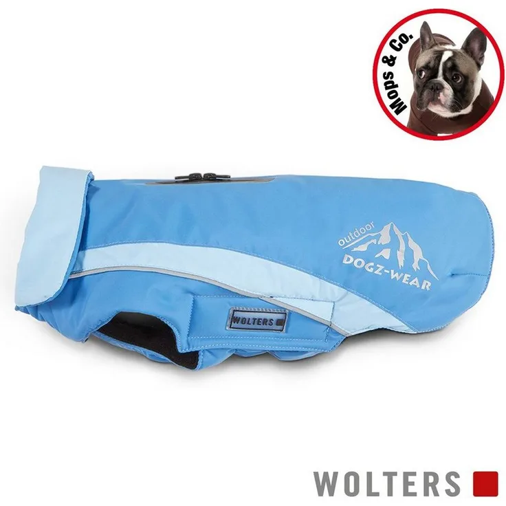 Wolters Hundemantel Skijacke Dogz Wear für Mops & Co. azur blau/sky blue, windabweisend & wasserdicht bis 10.000 mm, reflektierend