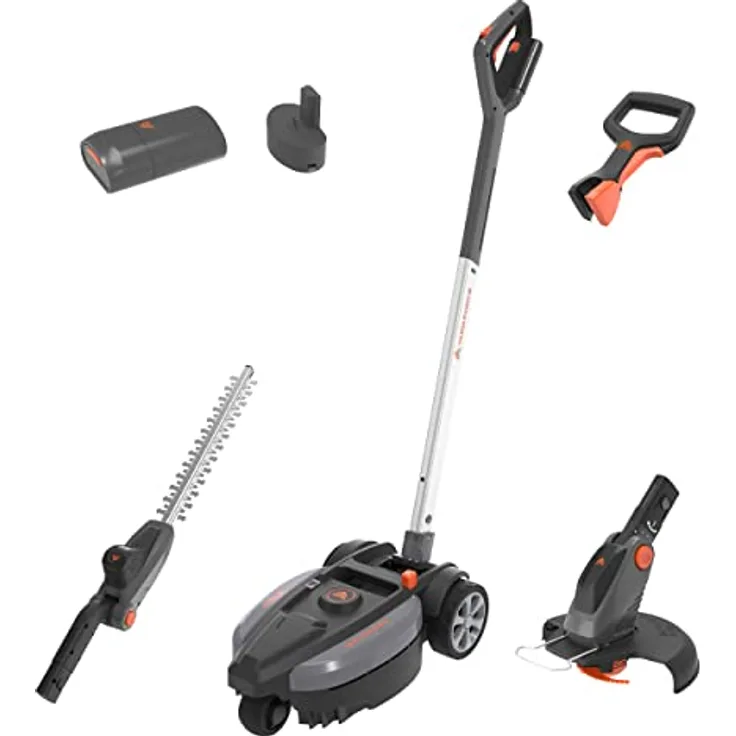 Yard Force 12V iFlex Urban Akku-Rasenmäher, Rasentrimmer und Heckenschere im Paket LM F24BN, mit / 4,0 Ah Lithium-Ionen-Akku, bis zu 50 qm, 23cm, 3-stufige Schnitthöheneinstellung, Silber Schwarz