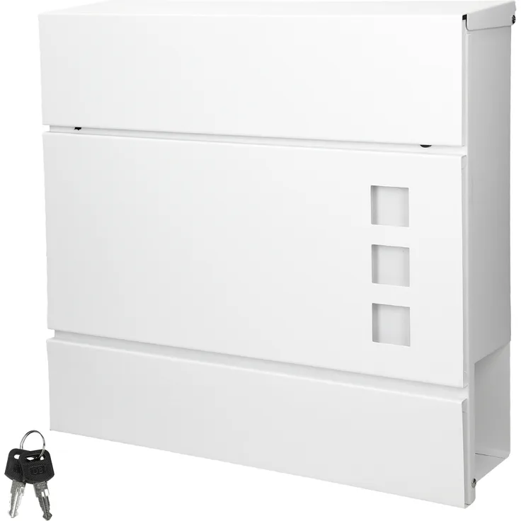 Briefkasten mit Zeitungsfach und Sichtfenster Weiß aus pulverbeschichtetem Stahl - Preisvergleich