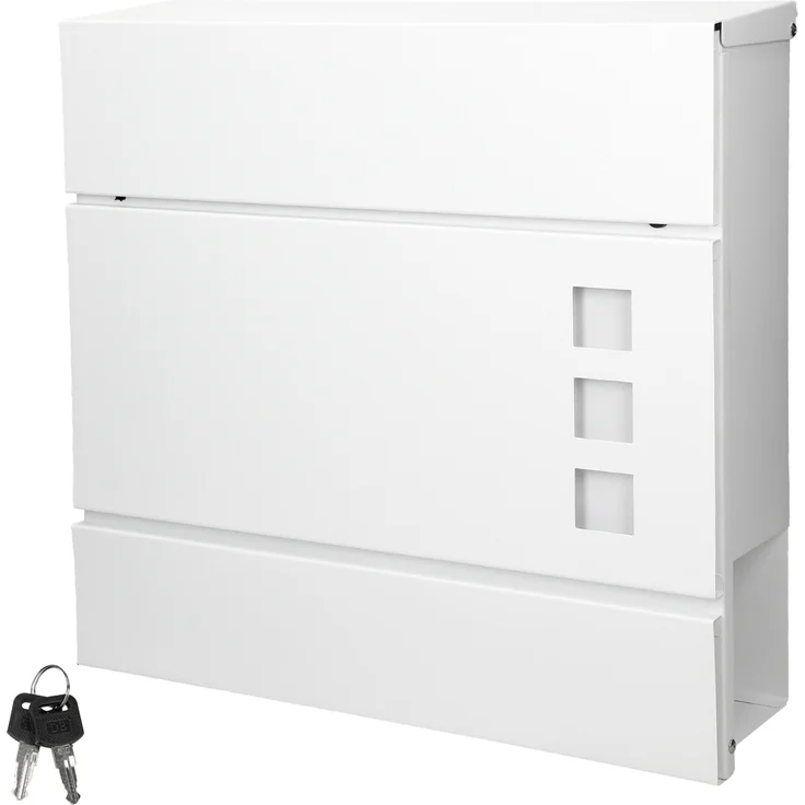 Briefkasten mit Zeitungsfach und Sichtfenster Weiß aus pulverbeschichtetem Stahl - Preisvergleich – Bild 1