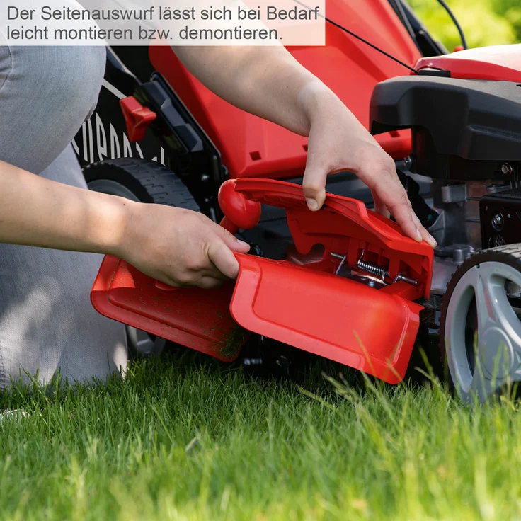 Scheppach MS173-51 Benzin Rasenmäher mit Antrieb - 51cm Schnittbreite | Reinigungsfunktion | 65 Liter Fangkorb | Stahlgehäuse | 7-stufige Höhenverstellung | Mulchfunktion | Seitenauswurf | Radantrieb – Bild 3