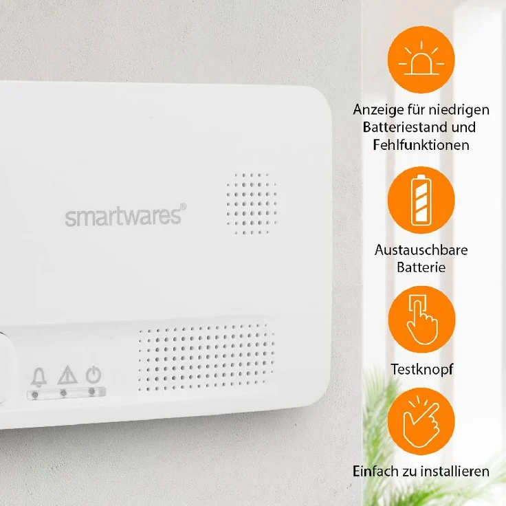 Smartwares FGA-13051 Gasmelder inkl. 5 Jahres-Batterie batteriebetrieben detektiert Kohlenmonoxid – Bild 2