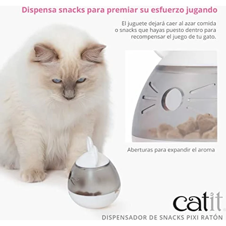 Catit Pixi Snackspender ‎43031, Leckereienspender für Katzen im Maus-Design, selbstaufrichtend mit Schwierigkeitsregler – Bild 5