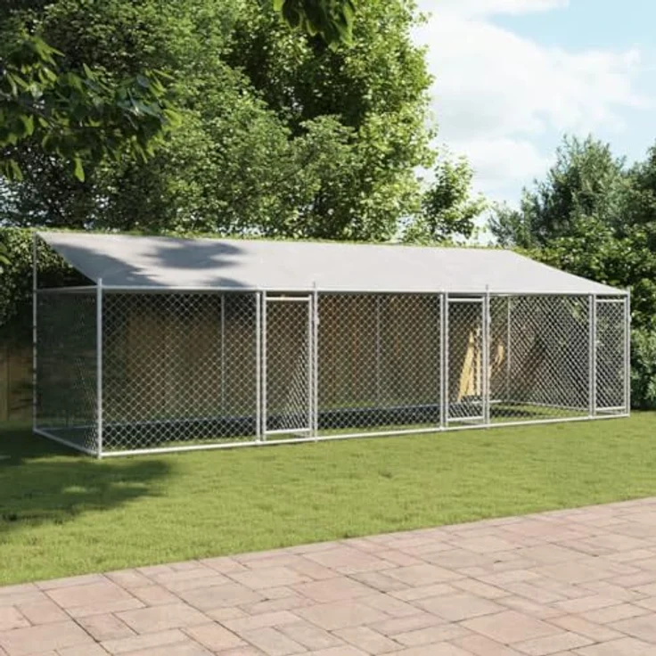 vidaXL Hundezwinger mit Dach und Türen Grau 6x2x2 m Verzinkter Stahl – Bild 3