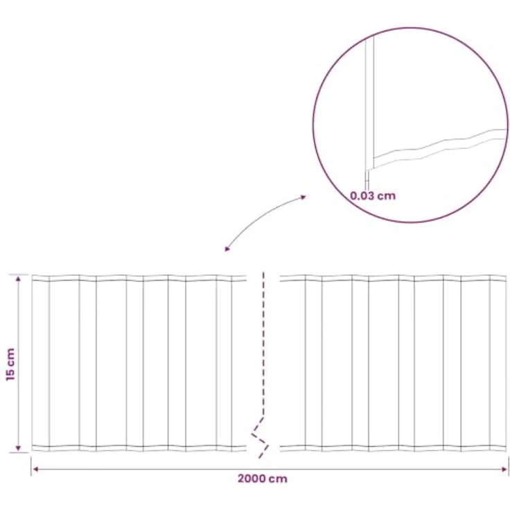 vidaXL Beetumrandung Raseneinfassung 20 m x 15 cm, verzinkter Stahl in Silber, wetterbeständig und einfach zu installieren – Bild 3