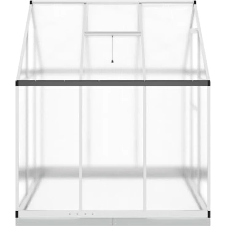 vidaXL Gewächshaus mit Fundamentrahmen Silbern 169x169x202 Aluminimum, wetterbeständiger Rahmen, UV-beständige Platten – Bild 4