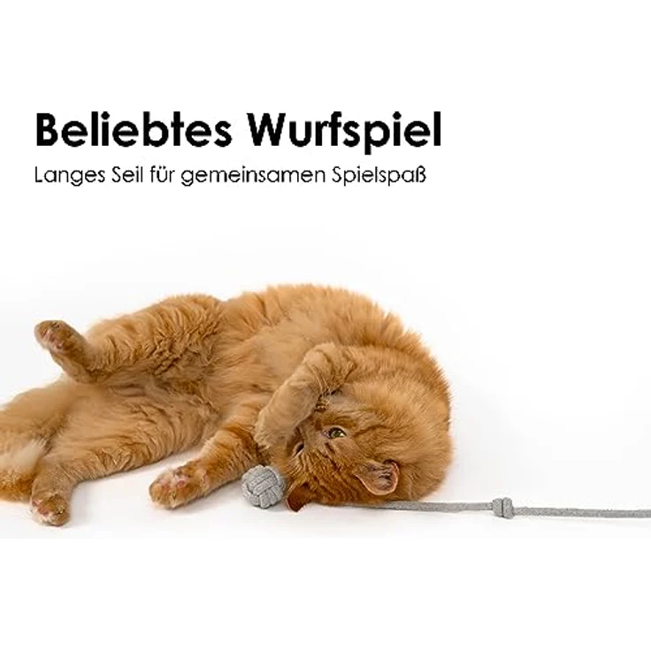 LucyBalu® Wurfspielzeug für Katzen | Katzenbälle als natürliches interaktives Katzenspielzeug | Katzenball werfen | Spielbälle für Katzen aus Baumwolle | Katzen Spielsachen | 2er Set Weiß/Anthrazit – Bild 4