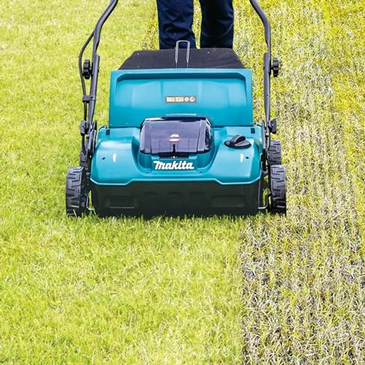 Makita Vertikutierer Akku- 40V max., professioneller Rasenpfleger mit 38 cm Arbeitsbreite, 18-stufig einstellbarer Arbeitstiefe, 50 Liter Grasfangsack, 180 mm ø Räder, Wet Guard – Bild 17