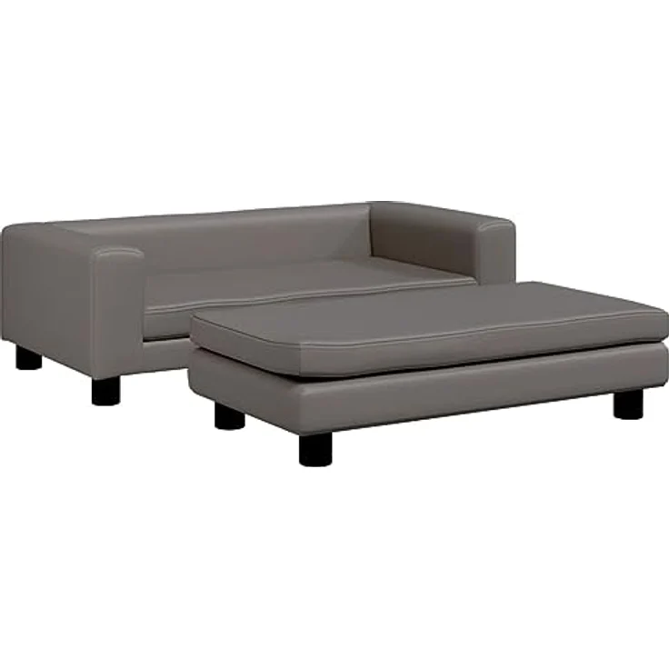 vidaXL Hundebett mit Verlängerung Grau 100x50x30 cm Kunstleder – Bild 1