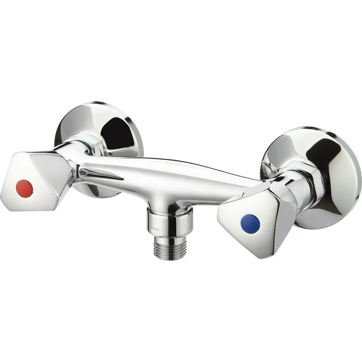 Primaster Duscharmatur Saarbrücken, verchromt, Zweihebelmischer mit präziser Temperaturregelung, silber