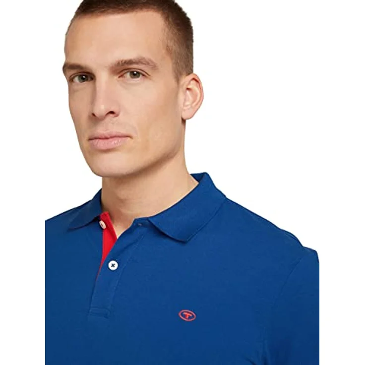 TOM TAILOR Poloshirt mit Knopfleiste und Logo, Baumwolle in Single Jerseystoff, dehnbar, blau – Bild 5