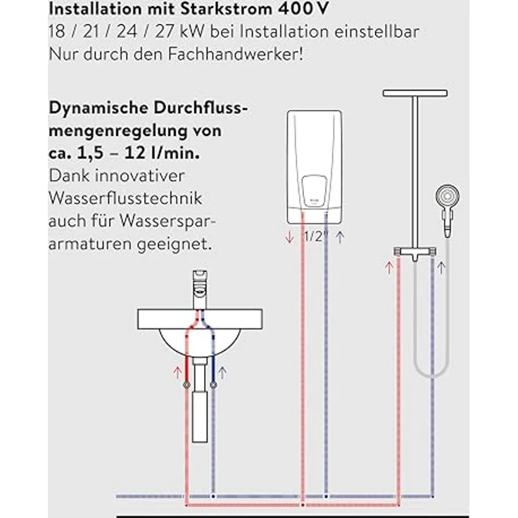 CLAGE DEX Next S vollelektronischer Durchlauferhitzer, 18-27kW, ECO-Mode, Fernbedienung, Wassersparend, E-Paper-Display, VDE-GS geprüft, 3200-36450 – Bild 5