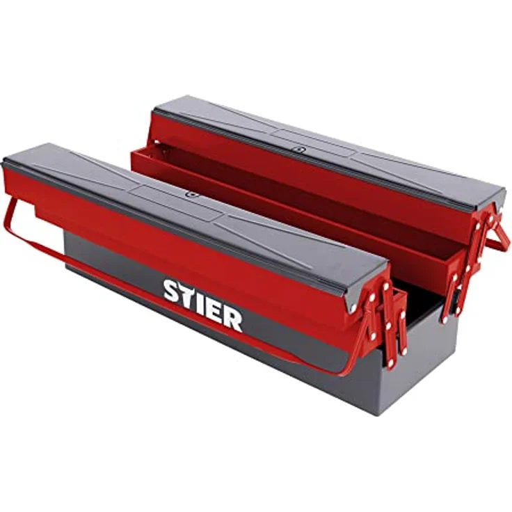 Stier Werkzeugkoffer, leer, Stabiler Metallkasten mit fünf Fächern, LxBxH 600x190x200 mm – Bild 1