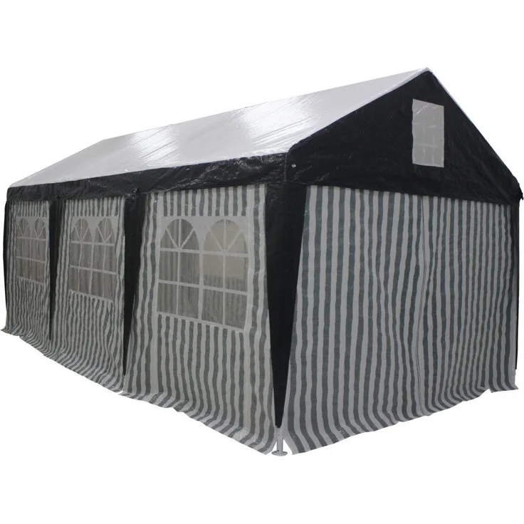 Trend Line Pavillonseitenteil 3 x 6 m, Set mit 6 grünen und weißen Seitenrollos, wasserabweisend, UV-Schutz, für Großraumzelt